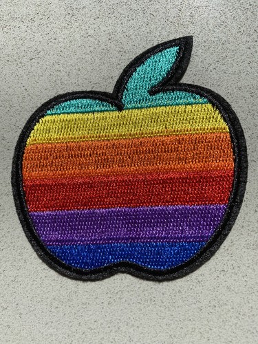 Rainbow apple embroidered iron - apple,