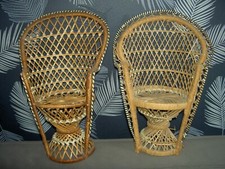 Lot 2 Fauteuils  rotin osier ancien - jouet maison poupée poupon - VINTAGE 1970