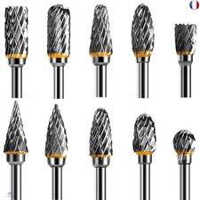 Jeu de Fraises Rotatives Acier Carbure de Tungstène Double Tranchant pour Outil 