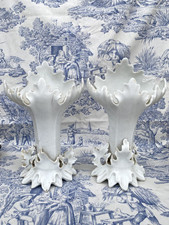 Antique Paire De Vase De Mariage En Porcelaine Paris