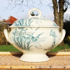 Ancienne soupière en faïence modèle Nénuphar E.C Samaritaine