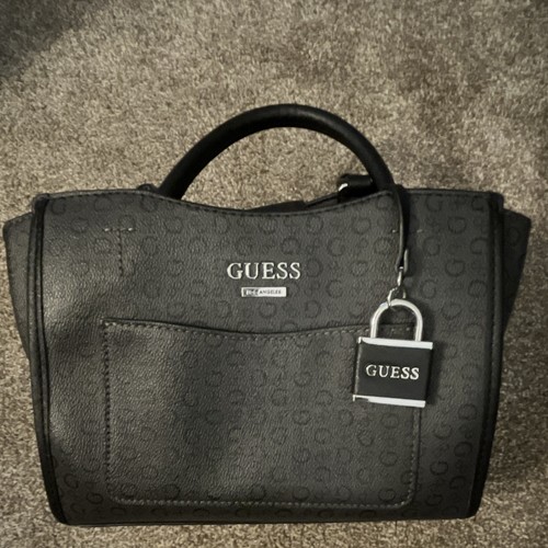 Guess black logo satchel - black,