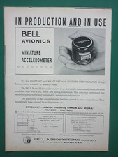 8/1960 PUB BELL AEROSYSTEMS AVIONICS MINIATURE ACCELEROMETER ACCELEROMETRE AD
