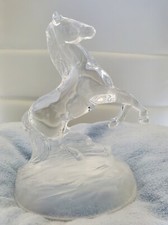 STATUETTE CHEVAL CABRE CRISTAL SUR SOCLE CRYSTAL PRANCING HORSE HAUTEUR 16CM