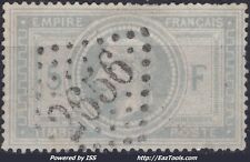 FRANCE NAPOLEON III LAURÉ 5Fr VIOLET GRIS N°33 AVEC OBLITERATION GC 2656 NICE