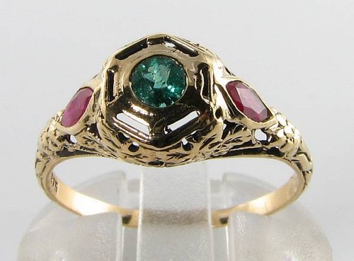 Bague vintage jaune 9ct art - vintage,