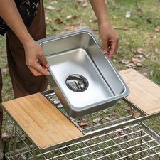 Évier de camping en acier