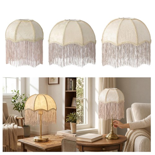 Abat jour tissu franges - en,