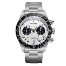 Sugess S457 Panda Chronographe Mécanique Acier Noir Blanc Saphir Montre Homme