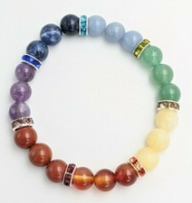 BRACELET PIERRES NATURELLES POLIES - 7 CHAKRAS - ÉQUILIBRE DES ENERGIES 8mm