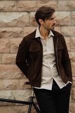 Veste En Suède Marron Pour