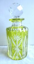 Flacon à parfum verre jaune ouraline, ciselé blanc, Val St Lambert ou St Louis