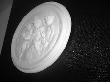 Anges Bas relief.Fronton en staff(plâtre renforcé) Neuf 59X49cm Chérubins Déco