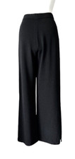 ST JOHN LUXURY BLACK PANTS HIGH WAIST FLAT FRONT WIDE LEGS SANTANA KNIT 4 NWOT