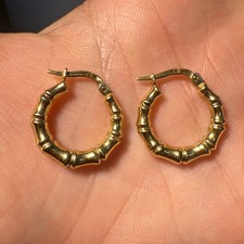 Paire De Boucle D’oreille Créole En Or 375/1000 9 Carats 1,29 Grammes 