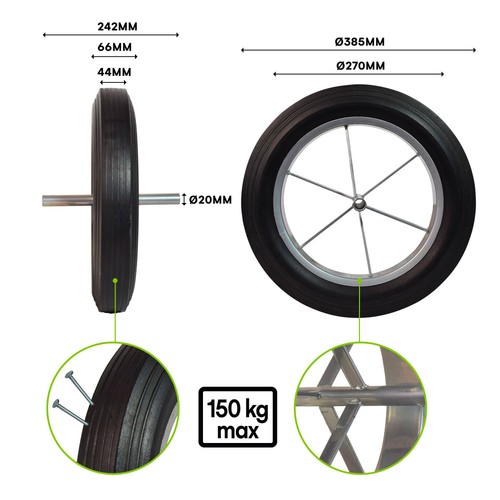 Roue brouette increvable - roue,