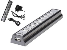 Multiprise HUB 10 ports USB 2.0 - A poser ou à fixer au mur - Avec alimentation