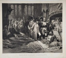 NAPOLEON VISITANT UNE AMBULANCE - GRAVURE DE JAZET D'APRES BELLANGE - 1860