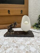 Ancienne Lampe Art Déco avec Socle en Marbre et Décoration Bouc en Régule