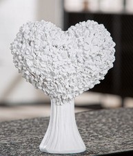 61082 Gilde Objet de Décoration Cœur Fleur Coeur 9,5 x 16 x 20,5cm Blanc Motif