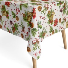 Nappe En Jacquard En Coton Enduit DAVOS Noël Branche De Gui Sapin