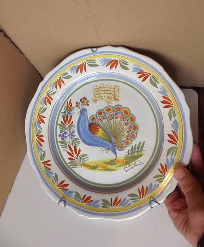 Assiette paon henriot quimper - paon,