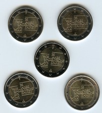 Allemagne Germany 5 x 2 euro 2025 35 ans de la réunification ADFGJ UNC