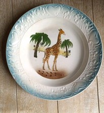 Ancienne Assiette En Céramique St Amand Décor D'une Girafe
