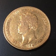 Italie Sardaigne 20 Lires Or Charles Albert 1847 P Aigle