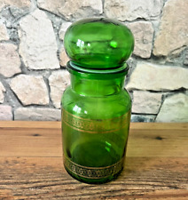SUPERBE pot d'apothicaire en verre vert avec liseré doré déco vintage ++