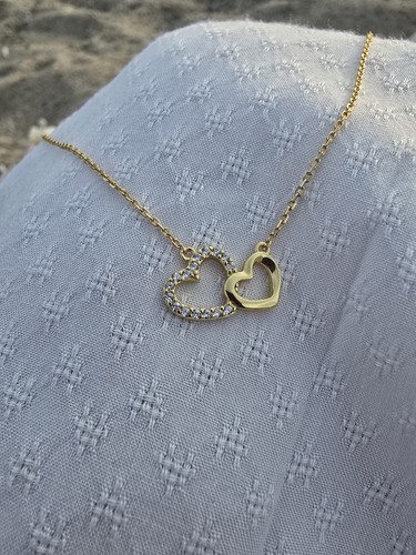 Collier double coeur argent - coeur,