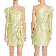 ML Monique Lhuillier One-Shoulder Metallic Dress, Size 4, NWT $495