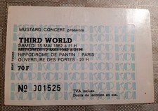 ticket billet used stub place concert reggae THIRLD WORLD 1982 PARIS