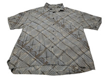 Chemise hawaïenne soie Visitor rayée manches courtes taille XL #668 hawaienne