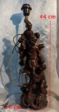 Statue Chinoise Ancienne "Le vieillard & Les Enfants" Bois Précieux Sculpté 44cm