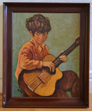 " GITAN A LA GUITARE " DE MARCEL DYF ESTAMPE VINTAGE ENCADREE