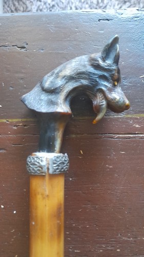 Canne ancienne bambou pommeau - ancienne,