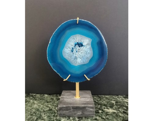Plaque agate bleu socle en - d'agate,