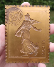 Médaille plaque bronze exposition philatélique 1982 Paris par Roger BEZOMBES