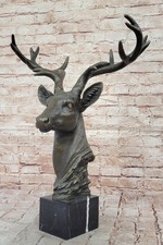 Art Déco Buck Renne Élan Cerf 24 " Statue Bronze Figurine Sculpture Cadeau