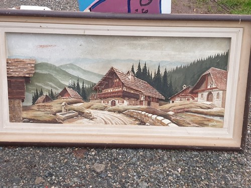 Grand tableau sculpte - sculpte, montagne