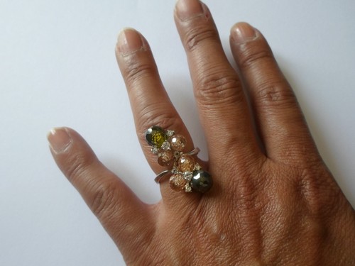 Bague argent massif perles - en,