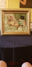 Huile sur toile " Les chats