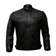 Hommes Veste Cuir Handmade Stylé Moto Blouson Motard Cuir Véritable Manteau