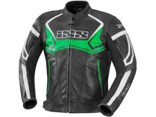 iXS Veste en Cuir Hype Schwarz-Grün-Weiß Blouson Moto de Vachette