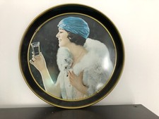 plateau coca-cola vintage en tôle femme années folles 31 cm rond chic bistrot 