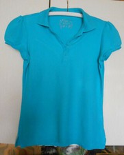 Polo femme Taille M couleur bleu, marque DeFacto, manches courtes ballon, coton