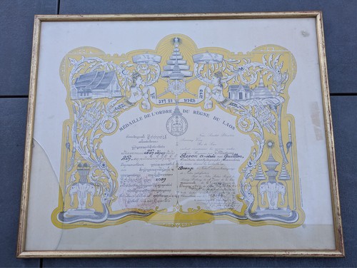 Diplôme médaille laos - diplôme,