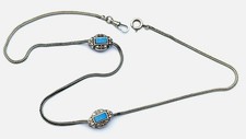 Chaîne Châtelaine Gousset Argent Turquoise Art Nouveau / Silver Fob Chain