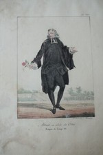 LITHO COULEUR XIX° COSTUME PORTRAIT HOMME PRETRE EPOQUE LOUIS XVI BOURBON 1830